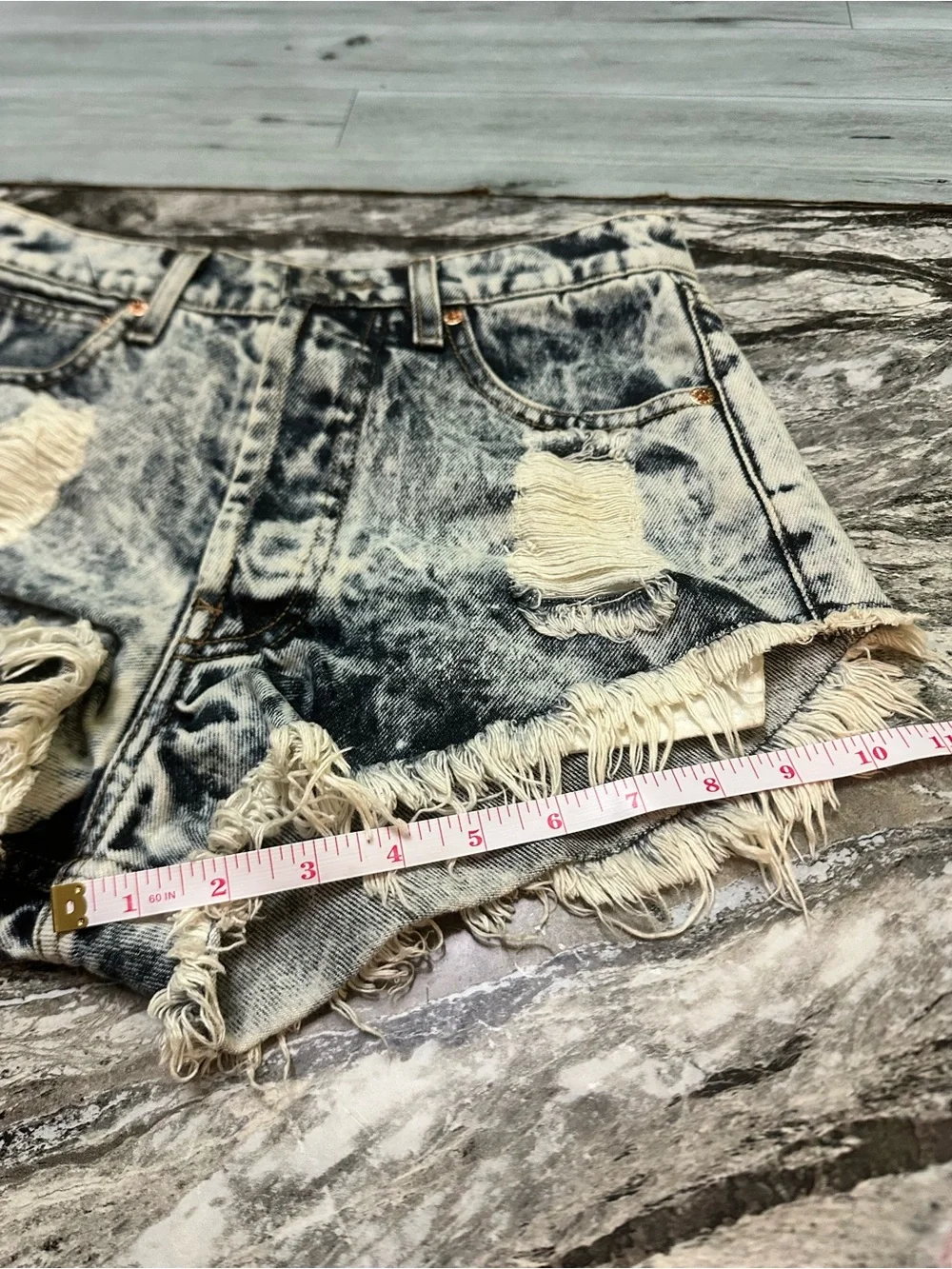 The Laundry Room Acid-Wash Distressed Jean Shorts - Black, White